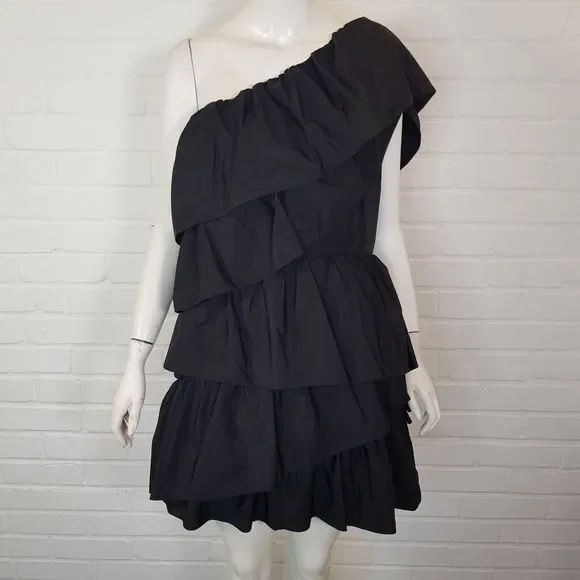 Endless Rose Anthropologie Tiered Mini Dress Medium UK 12 Black Ruffle Party NWT - Picture 3 of 15